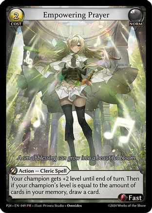 Empowering Prayer (049) [Promotional Cards] Foil Grand Archive Single Weebs of the Shore