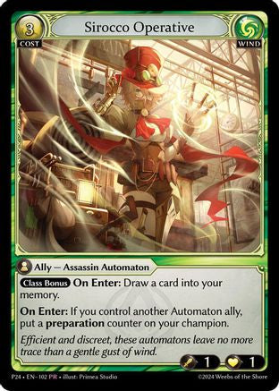 Sirocco Operative (102) [Promotional Cards] Foil Grand Archive Single Weebs of the Shore