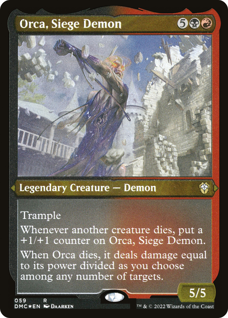 Orca, Siege Demon (DMC-059) [Dominaria United Commander] Etched Foil MTG Single Wizards of the Coast