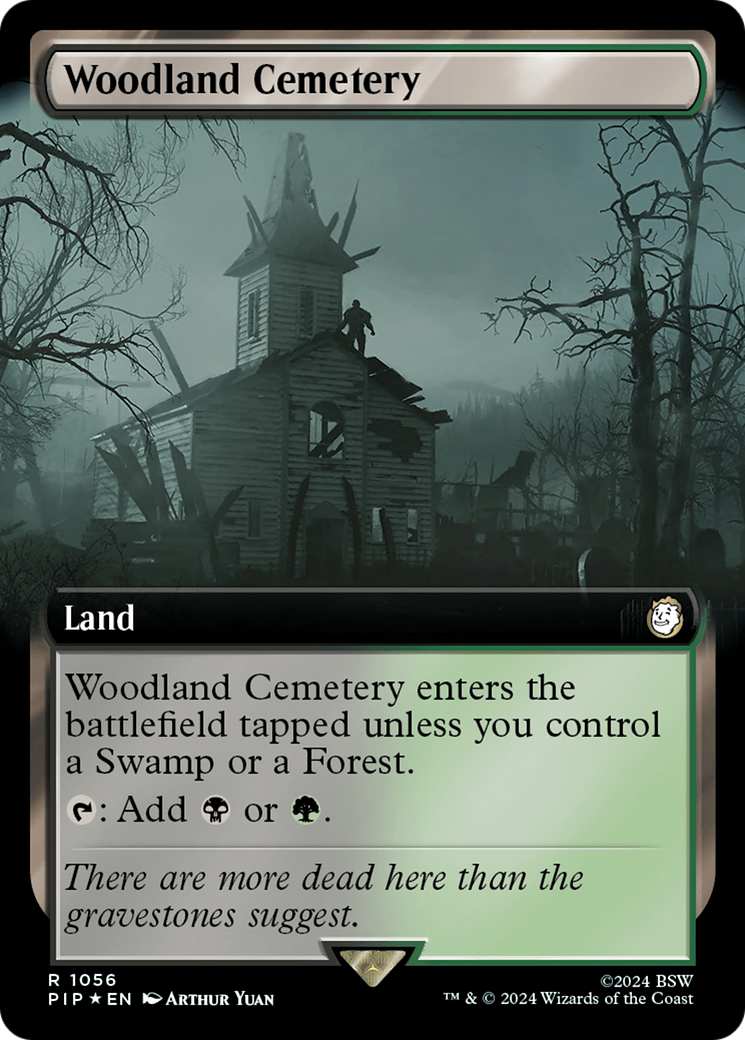 Woodland Cemetery (Surge Foil) (PIP-1056) [Fallout] (Extended Art) Foil MTG Single Wizards of the Coast