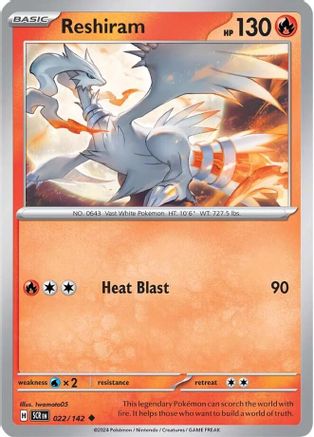 Reshiram (22) Reverse Holofoil [SV: Stellar Crown] Pokemon Single Pokémon