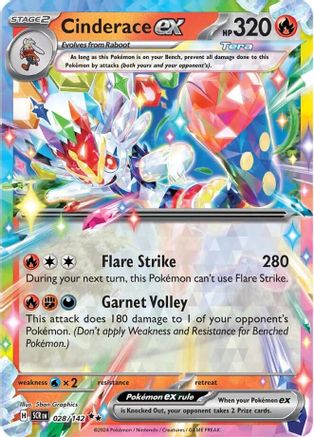 Cinderace ex - 028/142 Holofoil [SV: Stellar Crown] Pokemon Single Pokémon