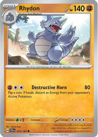 Rhydon (75) Reverse Holofoil [SV: Stellar Crown] Pokemon Single Pokémon