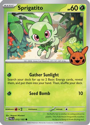Sprigatito - 012/193 [Misc: Trick or Trade BOOster Bundle 2024] Pokemon Single Pokémon