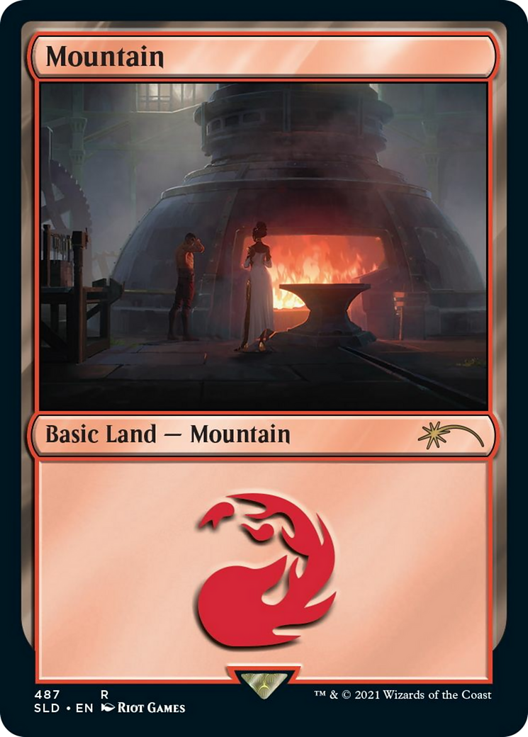 Mountain (Secret Lair x Arcane: Lands) (SLD-487) [Secret Lair] Drop MTG Single Wizards of the Coast