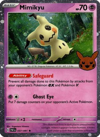 Mimikyu - 037/091 (Cosmos Holo) Holofoil [Misc: Trick or Trade BOOster Bundle 2024] Pokemon Single Pokémon