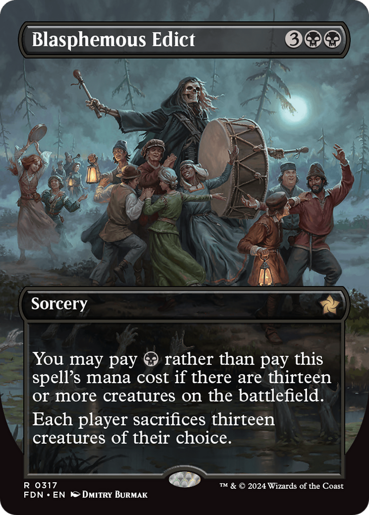 Blasphemous Edict (FDN-317) [Foundations] (Borderless) Foil MTG Single Wizards of the Coast