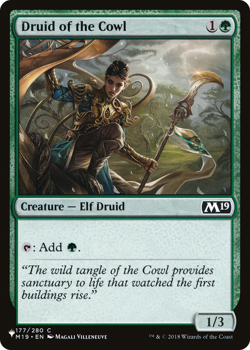 Druid of the Cowl (LIST-M19-177) [Mystery Booster] The List Reprints MTG Single Wizards of the Coast