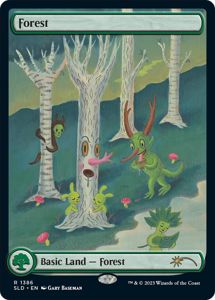 Forest (1386) (SLD-1386) [Secret Lair] Drop (Full Art) Foil MTG Single Wizards of the Coast