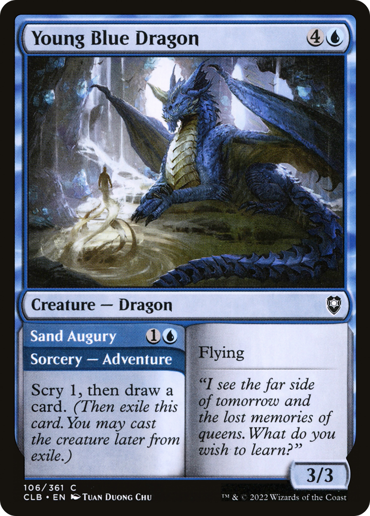 Young Blue Dragon // Sand Augury (CLB-106) [Commander Legends: Battle for Baldur's Gate] Foil MTG Single Wizards of the Coast