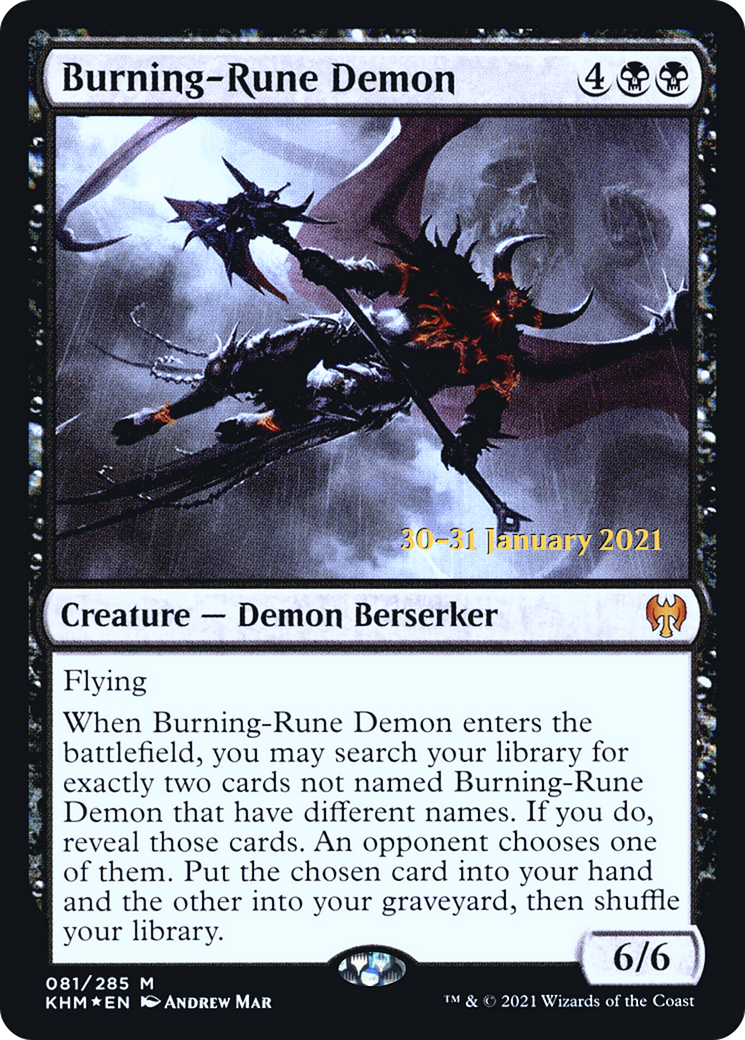 Burning-Rune Demon (PRE-081) [Kaldheim Promos] Foil MTG Single Wizards of the Coast