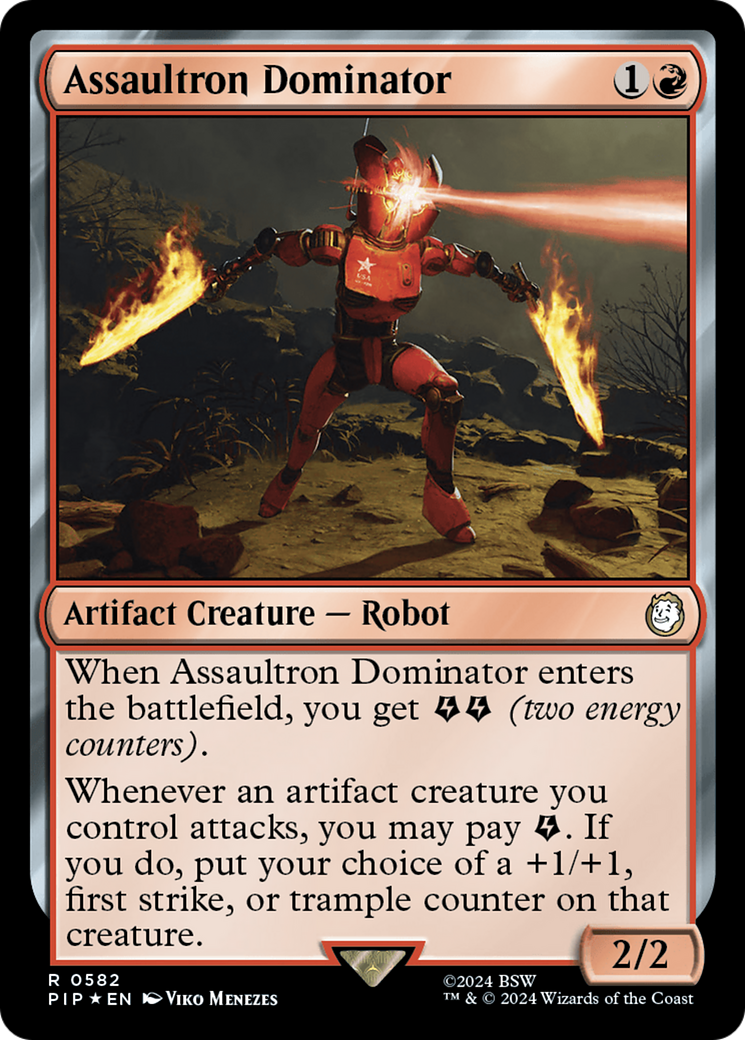 Assaultron Dominator (Surge Foil) [Fallout] MTG Single Magic: The Gathering