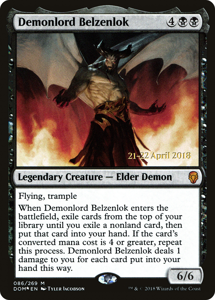 Demonlord Belzenlok (PRE-086) [Dominaria Promos] Foil MTG Single Wizards of the Coast