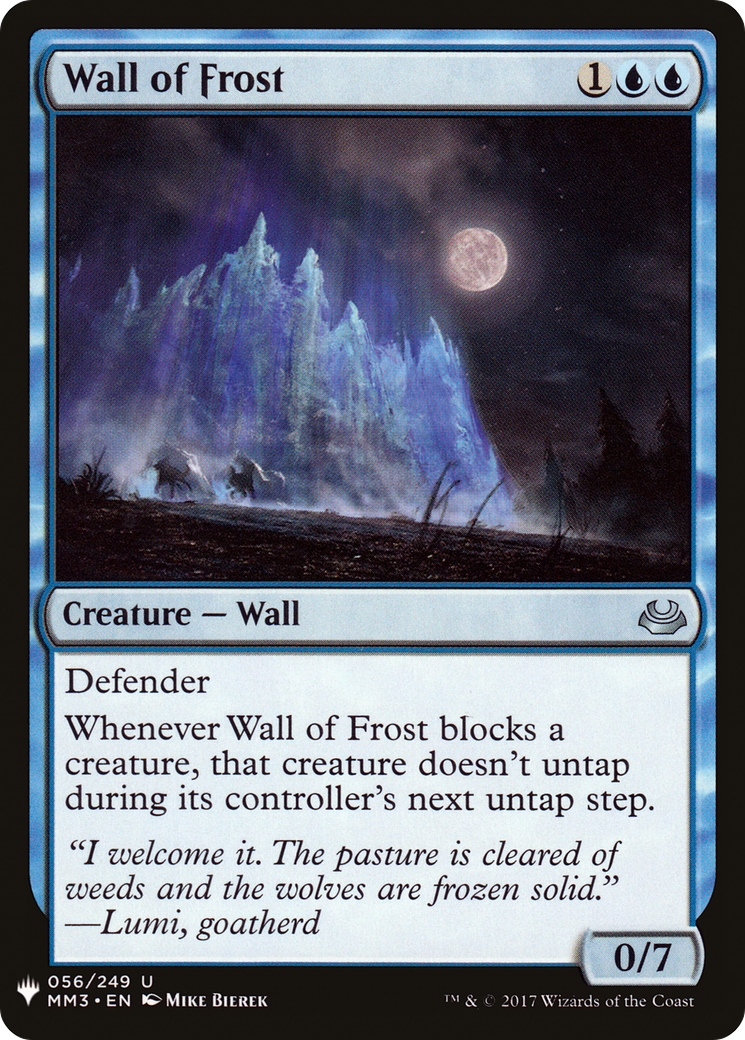 Wall of Frost (LIST-MM3-56) [Mystery Booster] The List MTG Single Wizards of the Coast