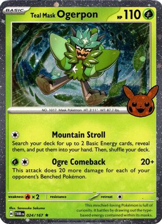 Teal Mask Ogerpon (Cosmos Holo) (24) Holofoil [Misc: Trick or Trade BOOster Bundle 2024] Pokemon Single Pokémon