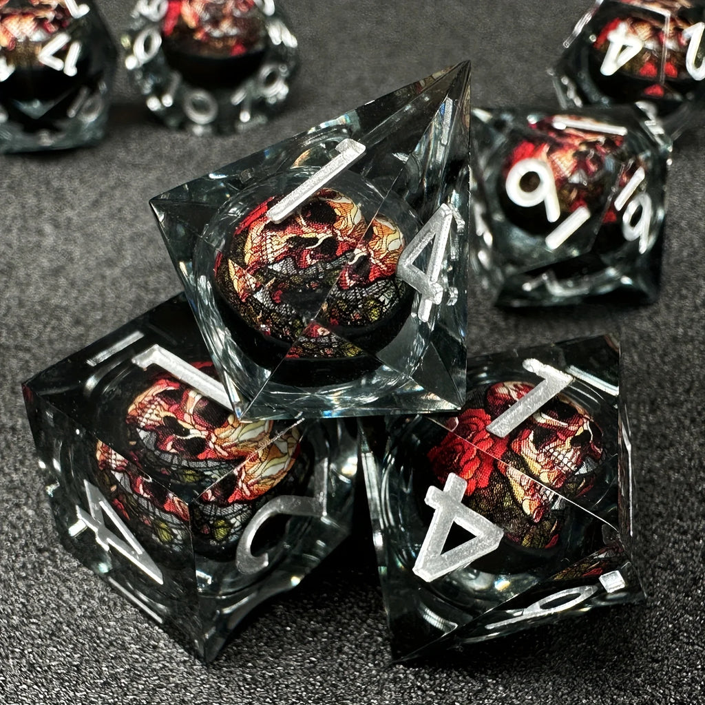 Seriously Good Dice: Liquid Core 7 Die Set "My Boney Valentine" Dice & Counters Taps Imports   