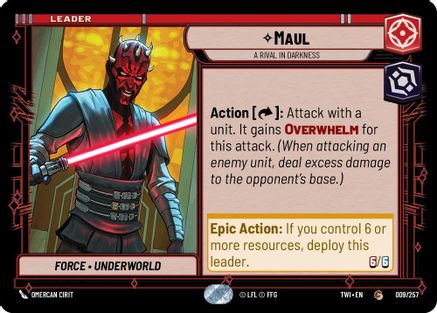 Maul - A Rival in Darkness (009/257)[Twilight of the Republic] Star Wars: Unlimited Single Disney