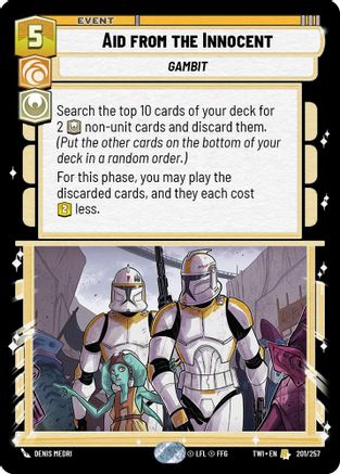 Aid from the Innocent (201/257)[Twilight of the Republic] Star Wars: Unlimited Single Disney