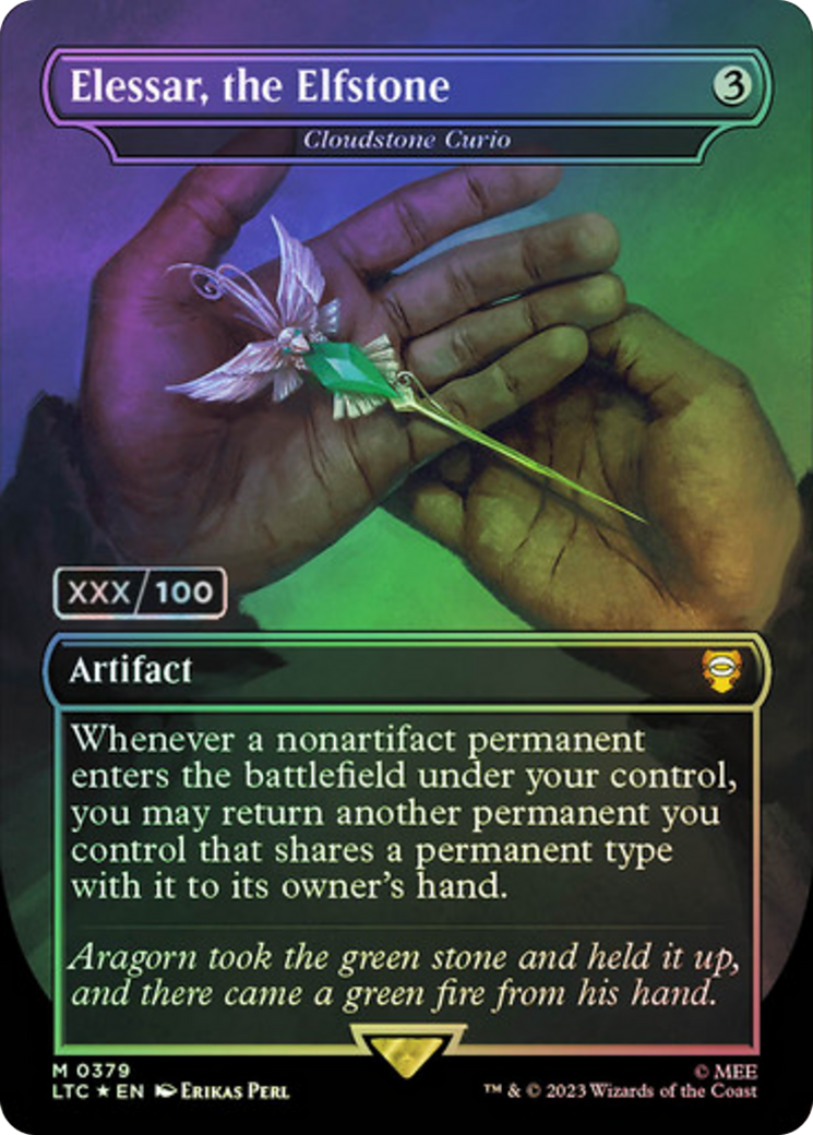 Elessar, the Elfstone - Cloudstone Curio (Serial Numbered) (LTC-379) [Tales of Middle-earth Commander] (Borderless) Foil MTG Single Wizards of the Coast