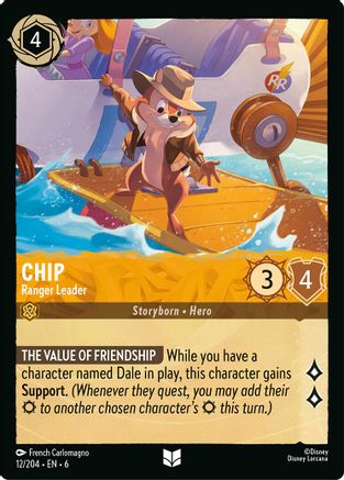 Chip - Ranger Leader (12/204) [Azurite Sea] Cold Foil Lorcana Single Disney
