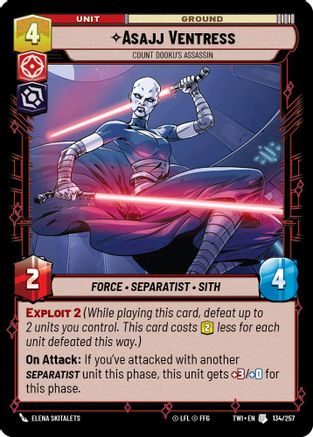 Asajj Ventress - Count Dooku's Assassin (134/257)[Twilight of the Republic] Star Wars: Unlimited Single Disney