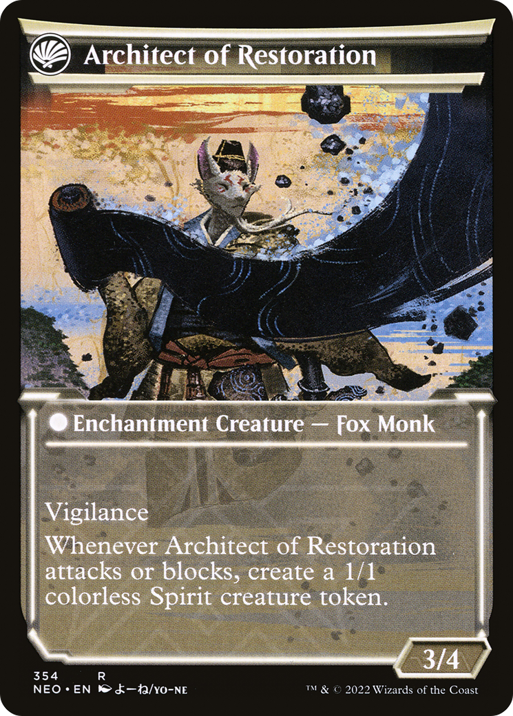 The Restoration of Eiganjo // Architect of Restoration (NEO-354) [Kamigawa: Neon Dynasty] (Showcase) Foil MTG Single Wizards of the Coast