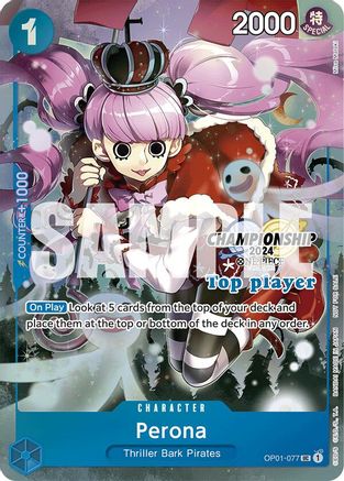 Perona (Championship 2024 Top Player Pack) (OP01-077) [One Piece Promotion Cards] Foil One Piece Single Bandai