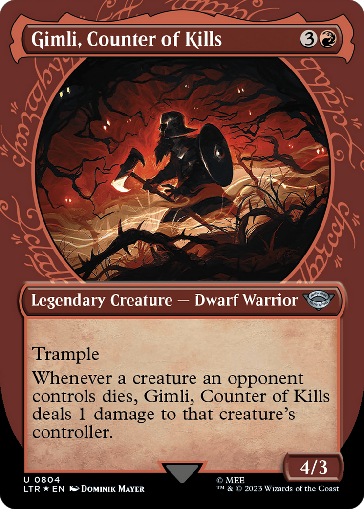 Gimli, Counter of Kills (Surge Foil) (LTR-804) [The Lord of the Rings: Tales of Middle-earth] (Showcase) (Borderless) Foil MTG Single Wizards of the Coast
