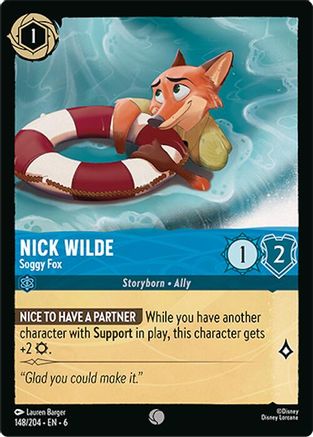 Nick Wilde - Soggy Fox (148/204) [Azurite Sea] Cold Foil Lorcana Single Disney