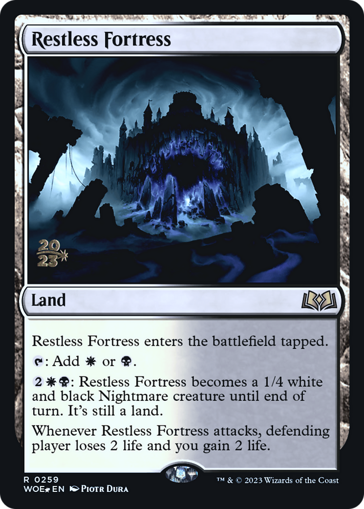 Restless Fortress (PRE-259) [Wilds of Eldraine Promos] Foil MTG Single Wizards of the Coast