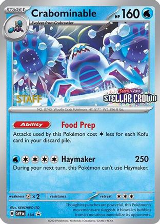 Crabominable - 134 (Prerelease) [Staff] (134) Reverse Holofoil [Promos: SV Promo Cards] Pokemon Single Pokémon