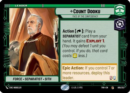 Count Dooku - Face of the Confederacy (005/257) [Twilight of the Republic] Star Wars: Unlimited Single Disney