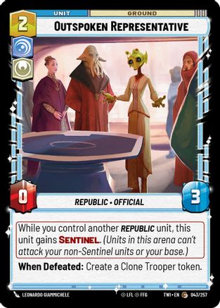 Outspoken Representative (043/257) [Twilight of the Republic] Star Wars: Unlimited Single Disney