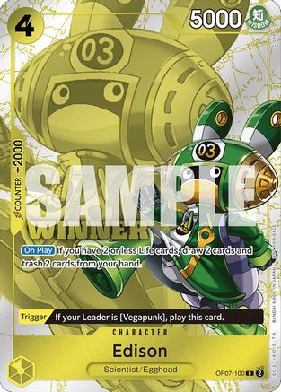 Edison (Winner Pack 2024 Oct.-Dec.) (OP07-100) [One Piece Promotion Cards] Foil One Piece Single Bandai
