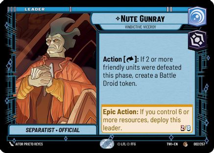 Nute Gunray - Vindictive Viceroy (002/257) [Twilight of the Republic] Star Wars: Unlimited Single Disney