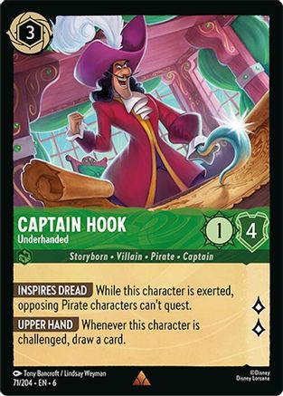 Captain Hook - Underhanded (71/204) [Azurite Sea] Lorcana Single Disney