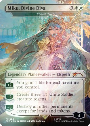 Miku, Divine Diva - Elspeth Tirel (Rainbow Foil) (SLD-1585) [Secret Lair] Drop Series Foil MTG Single Wizards of the Coast