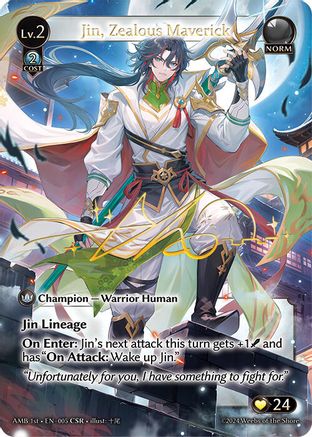 Jin, Zealous Maverick (CSR) (005) [Mortal Ambition] Foil Grand Archive Single Weebs of the Shore