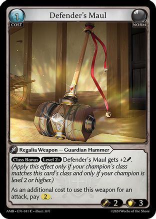 Defender's Maul (011) [Mortal Ambition] Foil Grand Archive Single Weebs of the Shore