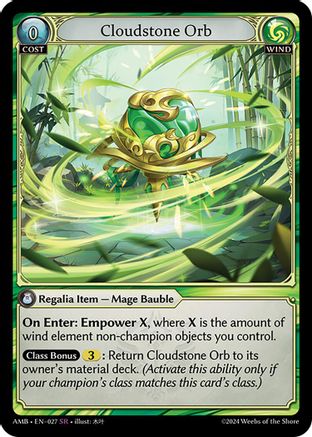 Cloudstone Orb (027) [Mortal Ambition] Foil Grand Archive Single Weebs of the Shore