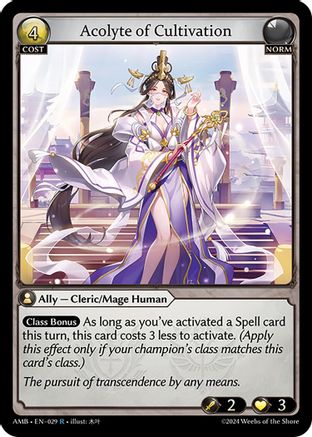Acolyte of Cultivation (029) [Mortal Ambition] Foil Grand Archive Single Weebs of the Shore