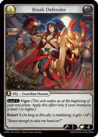 Brash Defender (032) [Mortal Ambition] Grand Archive Single Weebs of the Shore
