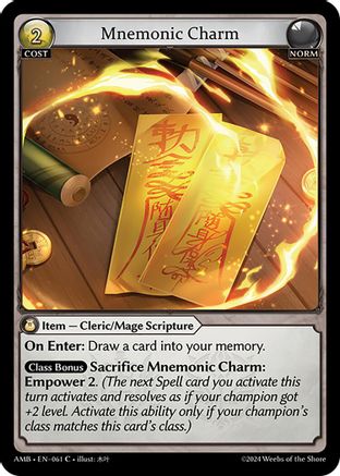 Mnemonic Charm (061) [Mortal Ambition] Grand Archive Single Weebs of the Shore