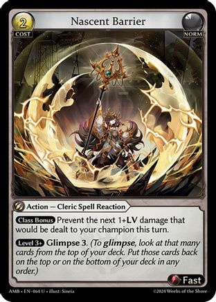 Nascent Barrier (064) [Mortal Ambition] Foil Grand Archive Single Weebs of the Shore