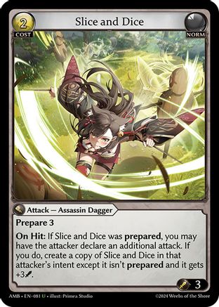Slice and Dice (081) [Mortal Ambition] Foil Grand Archive Single Weebs of the Shore