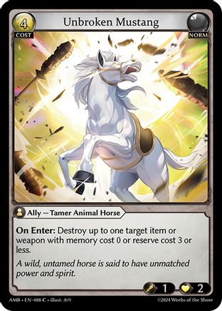 Unbroken Mustang (088) [Mortal Ambition] Foil Grand Archive Single Weebs of the Shore