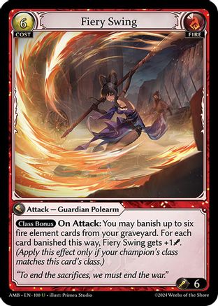 Fiery Swing (100) [Mortal Ambition] Foil Grand Archive Single Weebs of the Shore