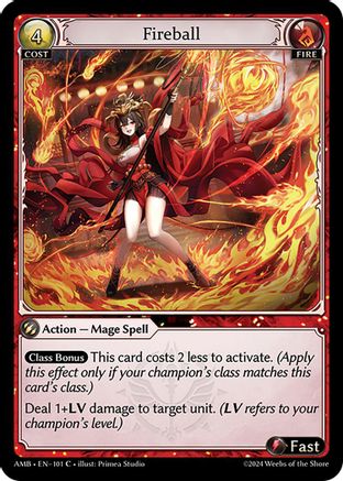 Fireball (101) [Mortal Ambition] Foil Grand Archive Single Weebs of the Shore