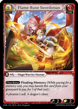 Flame-Rune Swordsman (102) [Mortal Ambition] Grand Archive Single Weebs of the Shore