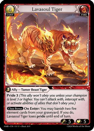 Lavasoul Tiger (111) [Mortal Ambition] Foil Grand Archive Single Weebs of the Shore